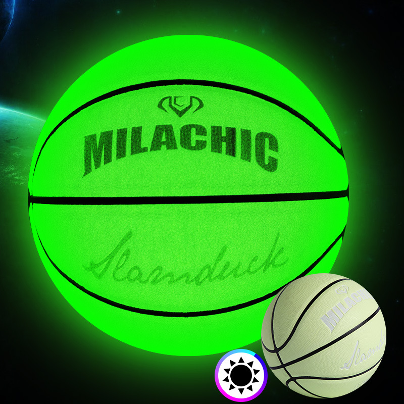 Holographic Reflective Luminous Luminous Fluorescent Green Basketball Rainbow Starry Sky Net Red Cool Shake Tone Same Style No.7 Blue Ball