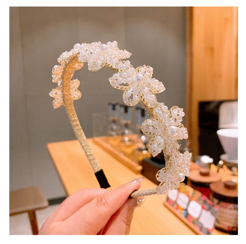 Korean Original Handmade Rice Grain Pearl Crystal Mix  Match Bright Flower Headband  Wholesale Nihaojewelry display picture 12