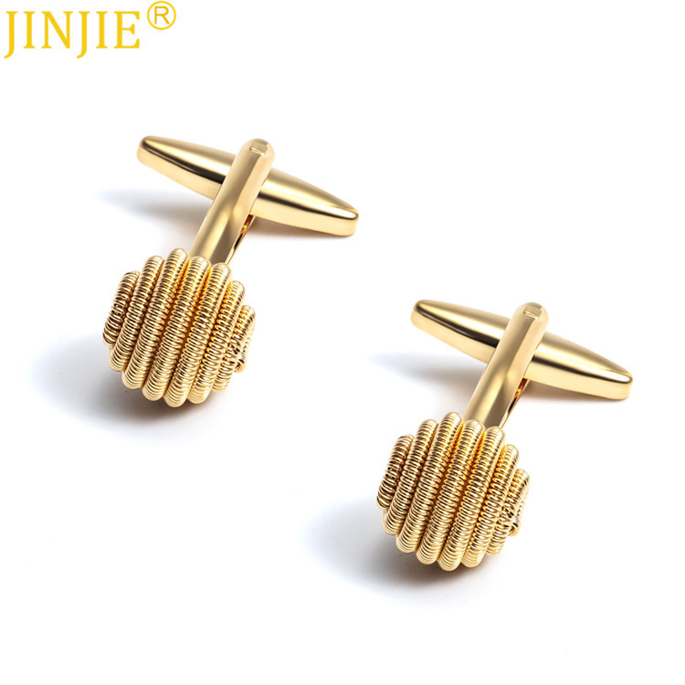 金色麻花球型光面素色金属袖扣 定制男士商务法式衬衫袖扣批发|ru