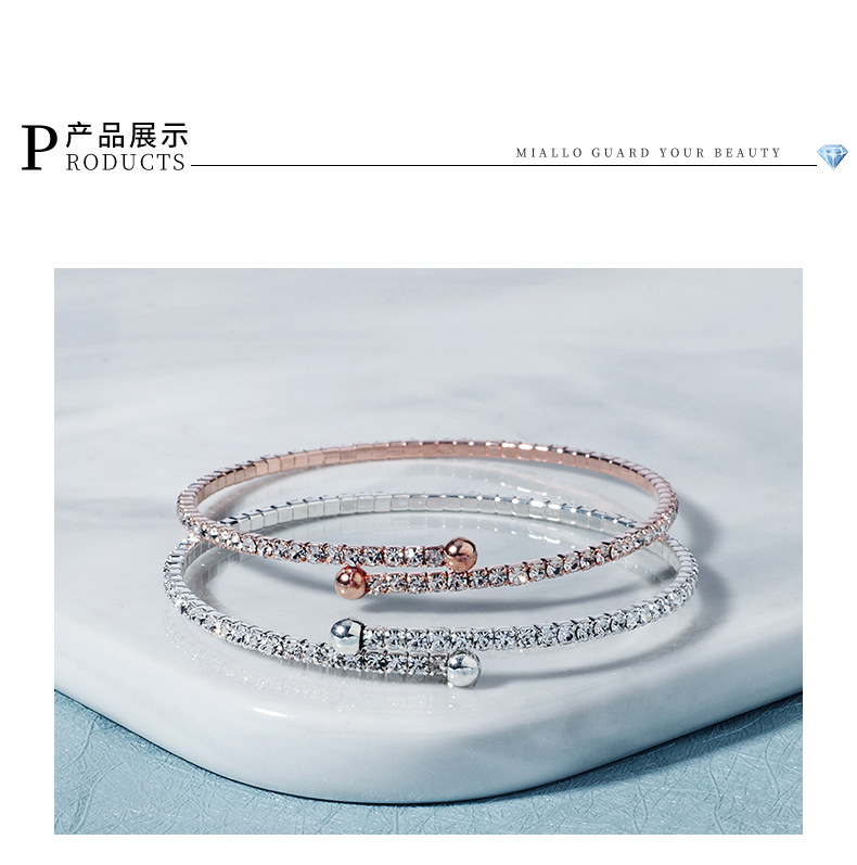 Mode Nouveau Bracelet En Strass Tous Les Jours Simple Anneau Mince Bracelet Ouvert Pour Femmes Nihaojewelry display picture 4