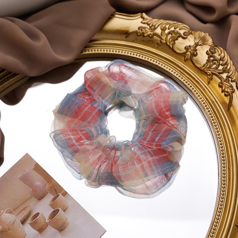 Fashion Large Intestine Hair Circle Hair Scrunchies Mori Chiffon Silk Yarn Small Fresh Sweet Hair Rope Rubber Band display picture 34