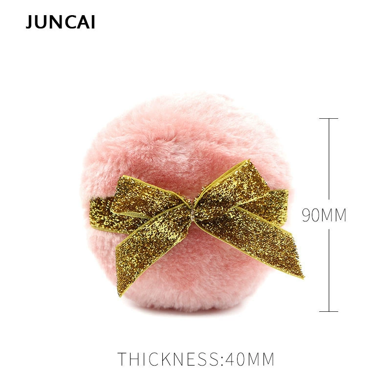 Косметическая пудровая пуховая подушечка Juncai, 90×40 мм с бантиком-блестками, мягкая плюшевая пуховая подушечка для сухой пудры