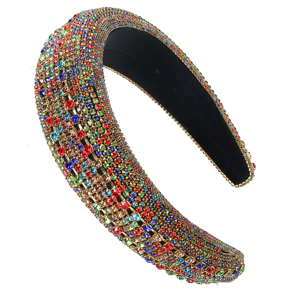 Hot Selling Fashion Colored Diamond Alloy Glass Diamond Headband Wholesale display picture 1