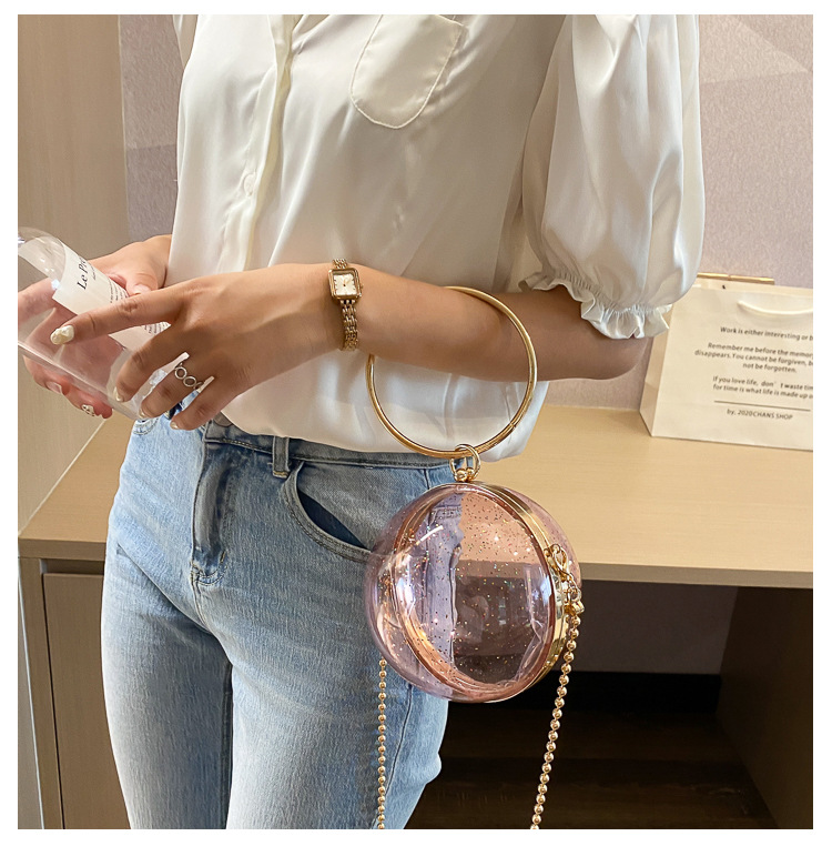 Women's Small Arylic Solid Color Streetwear Transparent Lock Clasp Crossbody Bag display picture 8