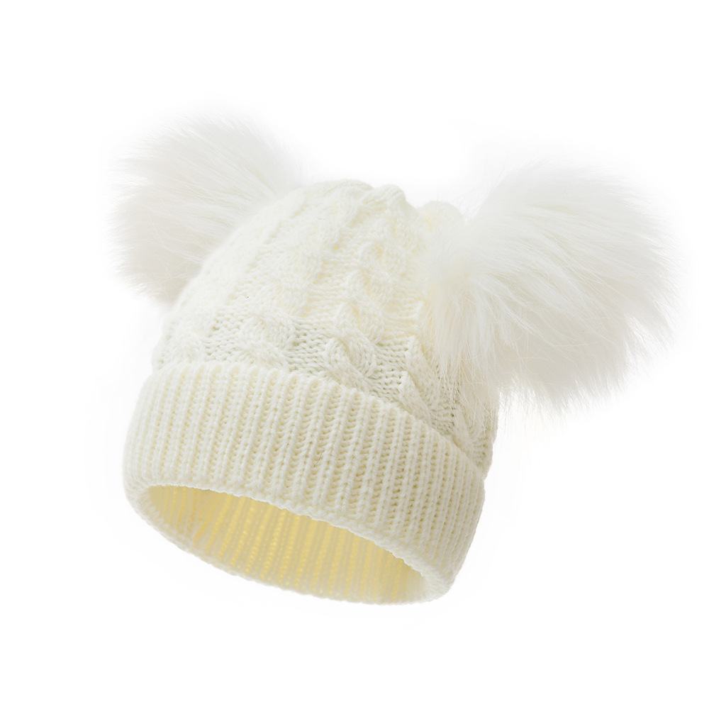 Children Unisex Gender Acrylic Fabric Children Unisex Fashion Solid Color Pom Poms Wool Cap