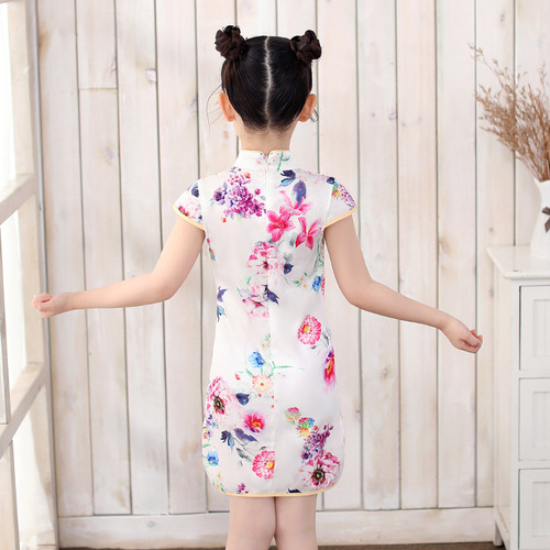 Cheongsam for kids Girls cheongsam National Girlsfloral short sleeve cheongsam children Chinese Dress dress cheongsam