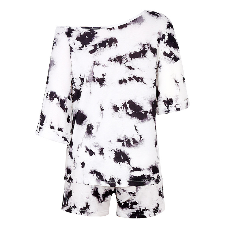 tie-dye round neck short-sleeved home wear suit NSZH22147