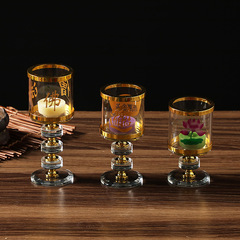 Crystal Heart Sutra, Great Compassion Mantra, Lotus-themed Buddhist altar supplies: windproof butter lamp holders and one-to-three-tiered candlesticks.
