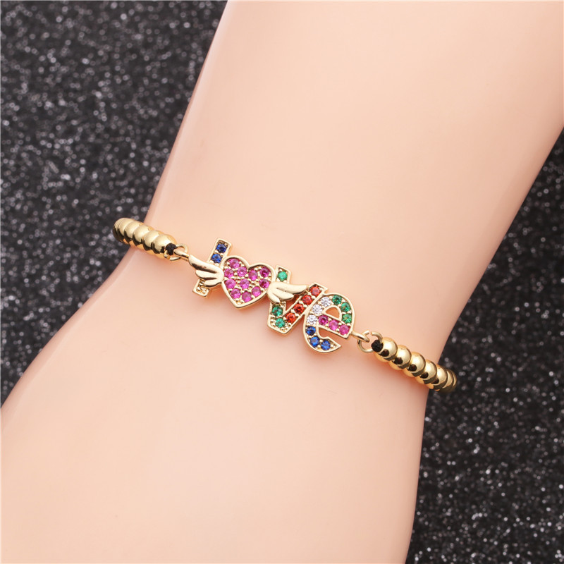 micro-inlaid zircon palm love adjustable bracelet