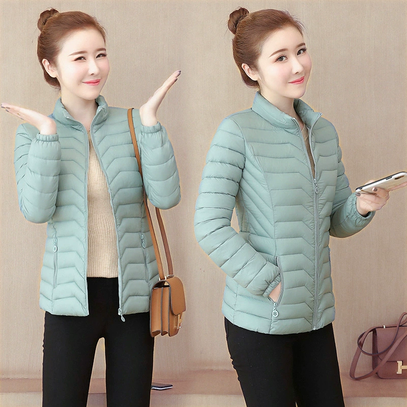 Осень-зима 2022, легкая пуховая куртка с хлопковой подкладкой, женская короткая приталенная маленькая стеганая куртка с воротником-стойкой, простое пальто, стеганая одежда, женское новое поступление