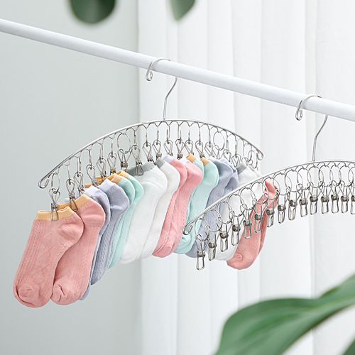Taicheng stainless steel sock clip curved sock rack multi-clip sock drying hanger multi-functional underwear clip towel rack