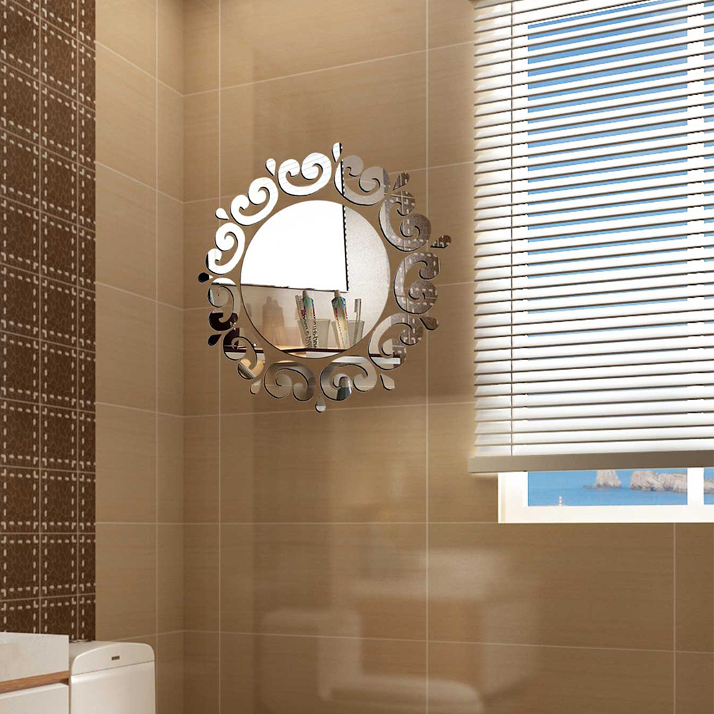 Espejo estéreo 3D pegatinas de pared baño inodoro gota de agua porche