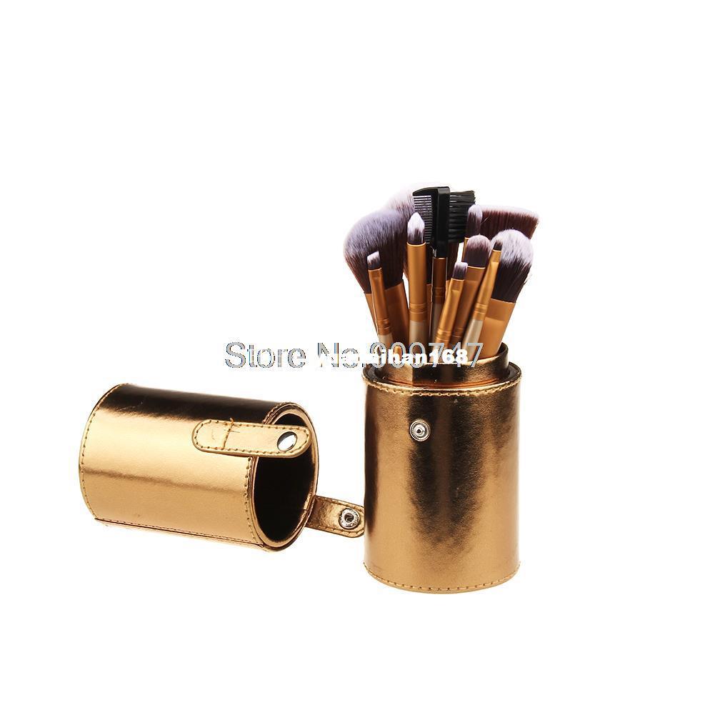 Professional 12 pcs Makeup Brush Set Coffee Bucket Foundatio|ru