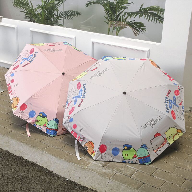 New Cartoon Corner umbrella tri-fold umbrella mini automatic opening and receiving black glue rain and rain dual-use sunshade anti-umbrella