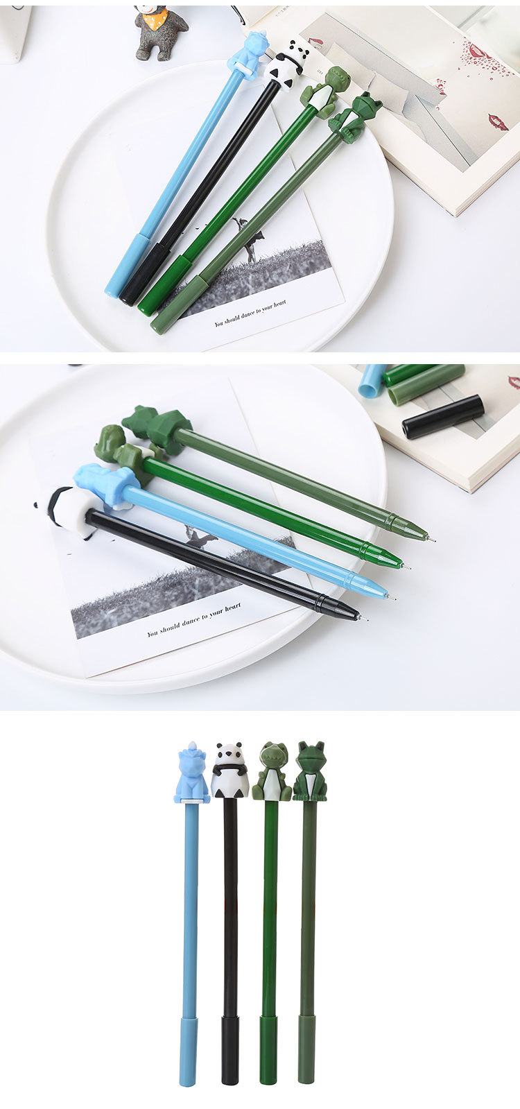 Back To School Festival Cartoon Pattern Cute Style Cute Cartoon 3d Animal Shape Black Gel Pen Creative Stationery Wholesale