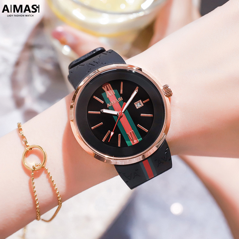 爱玛斯时尚简约气质情侣对表大表盘酷黑色中性男手表女霸气ins风