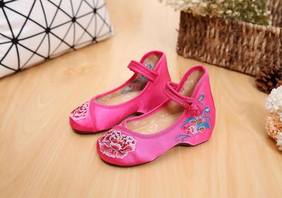 16X-27 Peony Embroidery girl Cloth shoes dance silk Medium and small Performance shoes High-heeled shoes