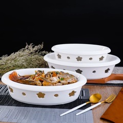 酒店陶瓷菜盤 圓形旦形梅花爐酒精蠟燭加熱保溫明爐 餐廳餐具批發