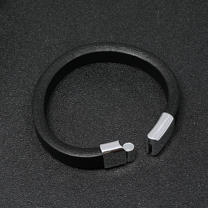 Black casual multicolor alloy simple leather bracelet