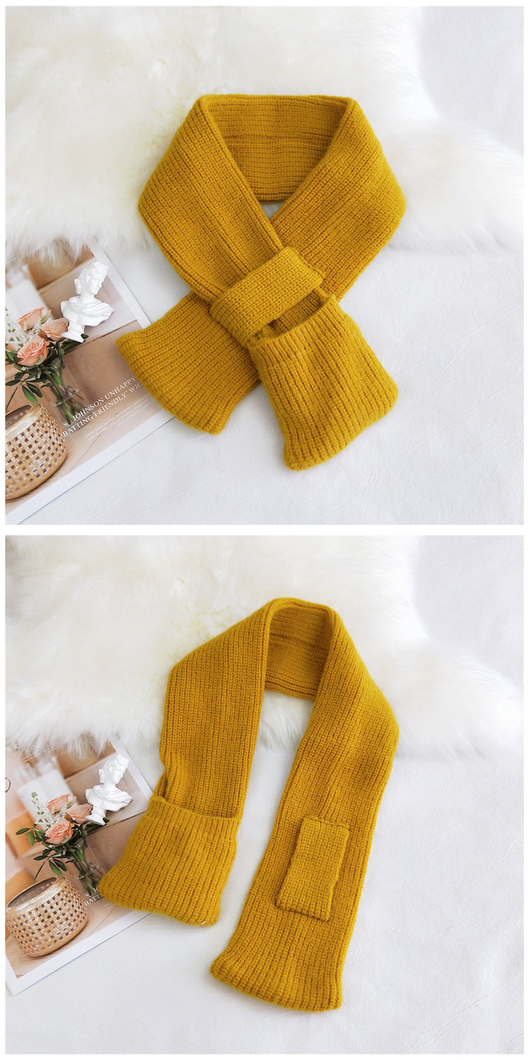 Bags Pure Color Cross Socket Knitted Wool Scarf display picture 5