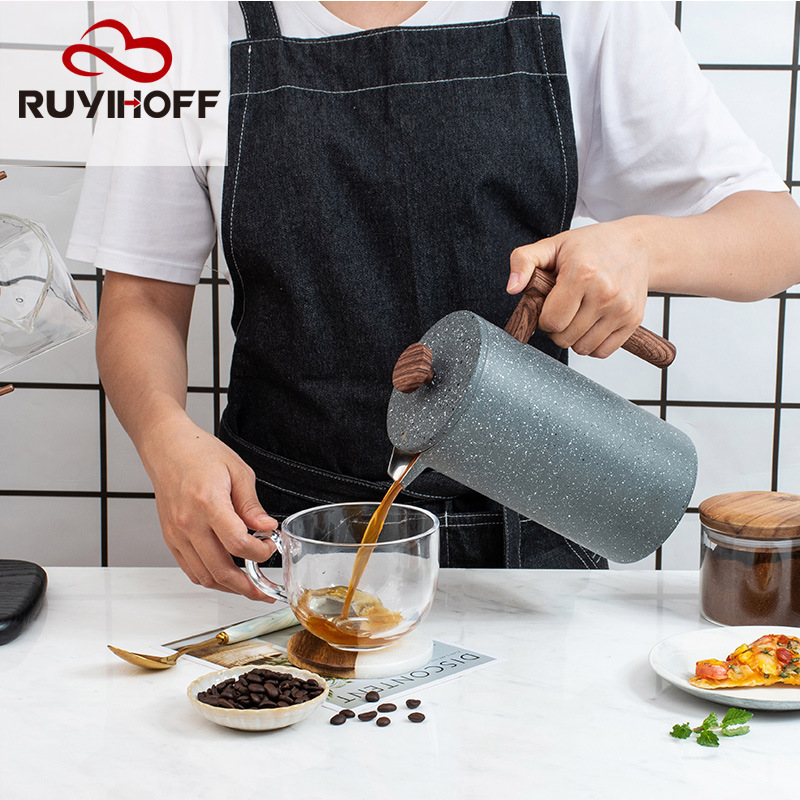 304 Stainless Steel French Press Coffee Pot 1L Bar Coffee Shop Milk Tea Shop Coffeemaker Commercial Cold Brew
