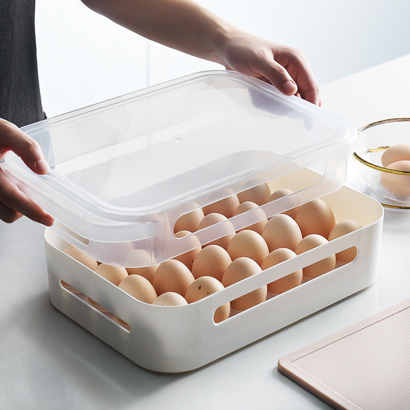 厨房24格呼吸鸡蛋盒冰箱保鲜盒透明蛋托侧边开孔保鲜柜鸭蛋收纳盒