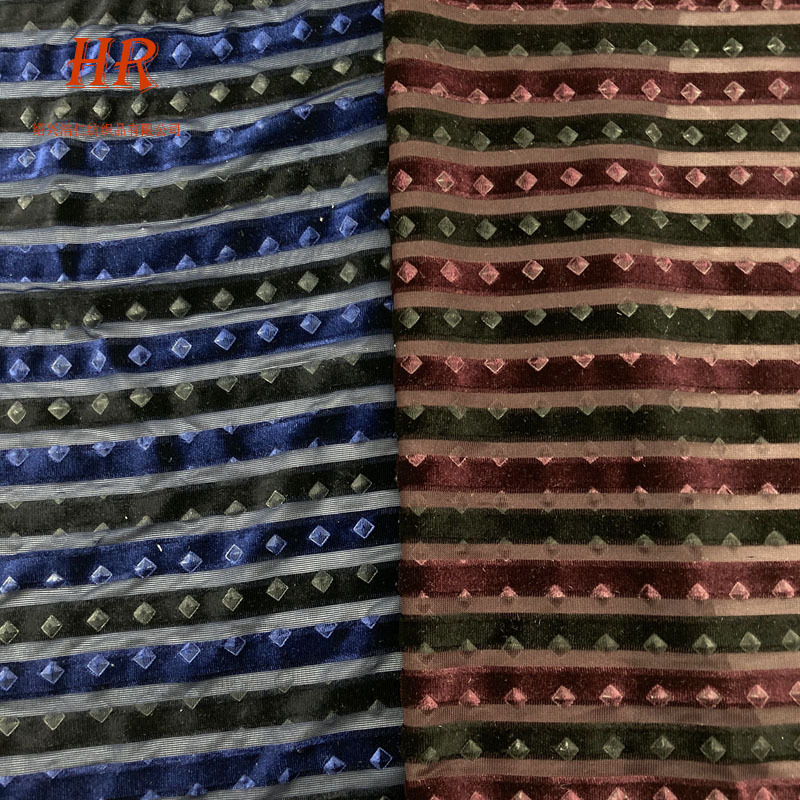 厂家直销韩国绒抽条3D压花不倒绒氨纶天鹅绒立体压花面料现货批发