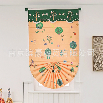 现代简约罗马帘卡通儿童房书房卧室遮光窗帘罗马帘定制升降卷帘|ms