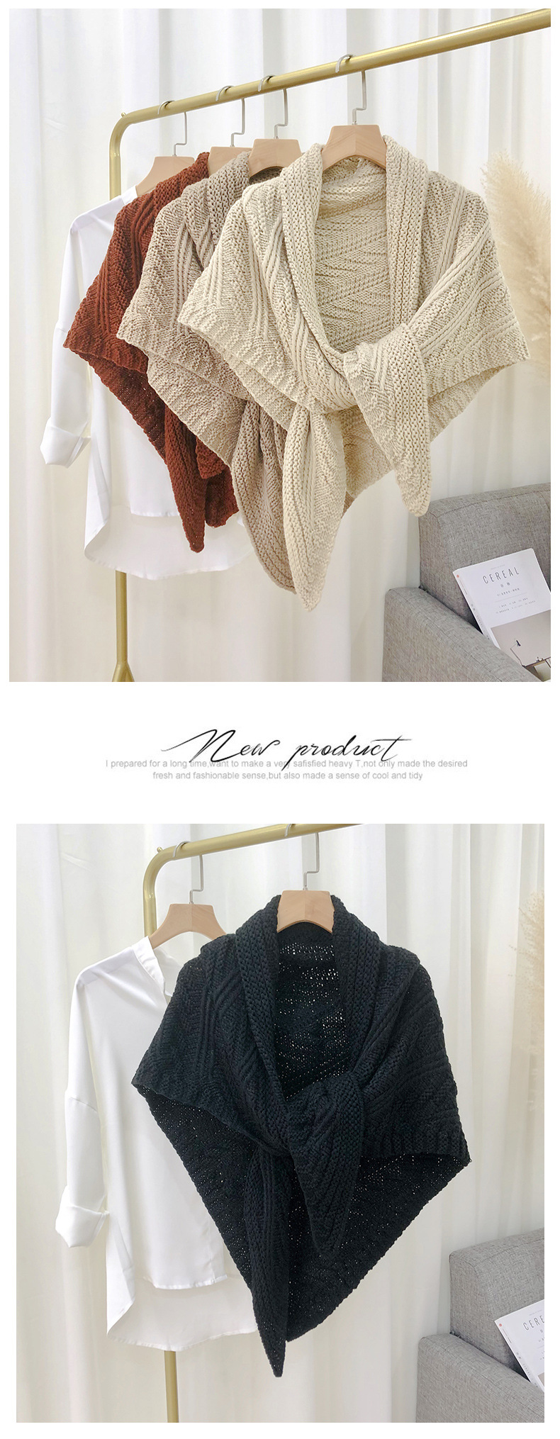 Women's Elegant Solid Color Knit Knitted Shawls display picture 4