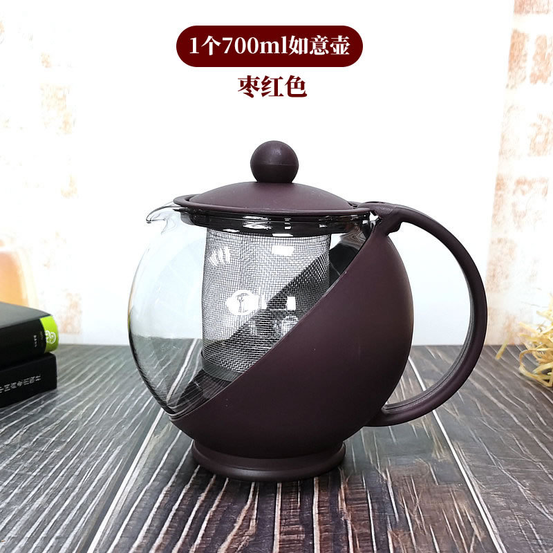 Tetera de Vidrio Transparente con Filtro de Acero Inoxidable para Hogar y Oficina