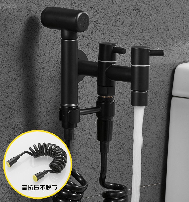 Stainless steel washing machine faucet, extended faucet, black mop sink, mop sink, bathroom 4-inch 6-inch double opening faucet undefined
