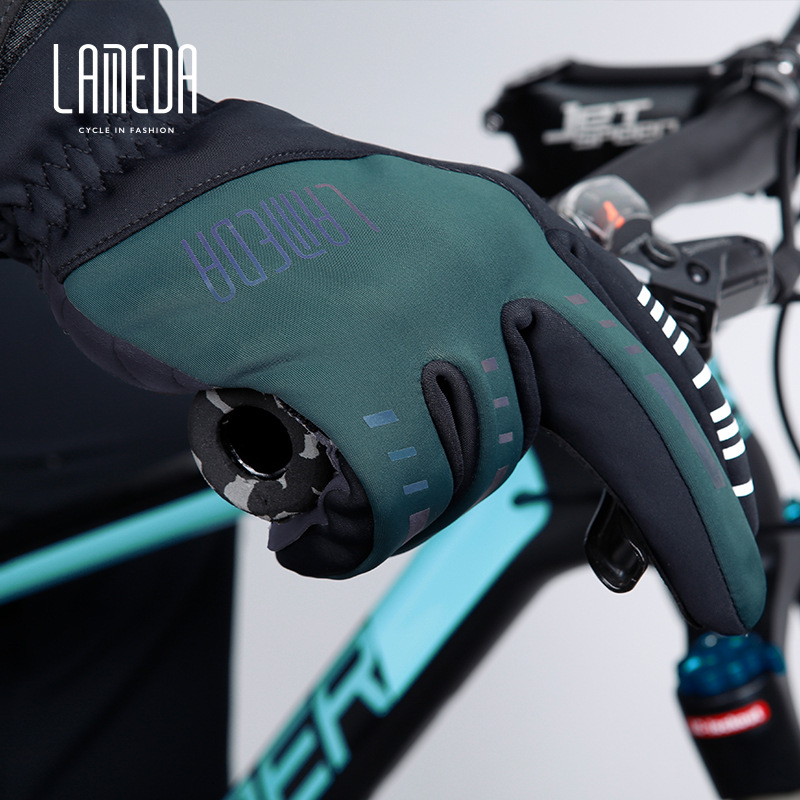 兰帕达秋冬户外骑行摩托车防风防水触屏保暖手套自行车全指手套