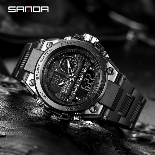 Sanda Fashion Trend 6024 Outdoor Sports Shockproof Watch for Boys and Girls Multifunctional Waterproof and Luminous Electronic Watch