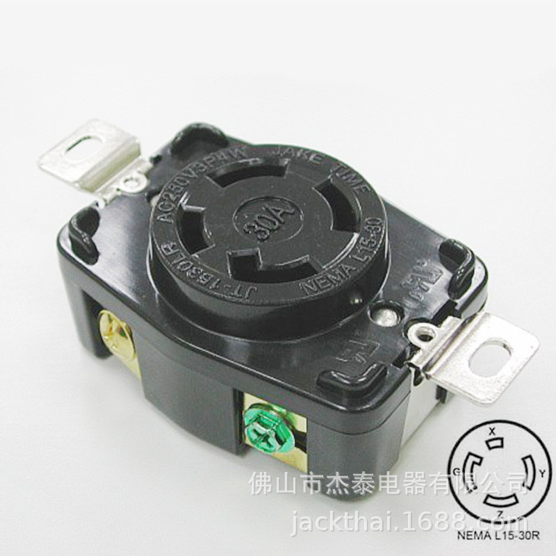 NEMA L15-30R暗装插座 工业暗埋插座 美进口电机电源插座30A125V
