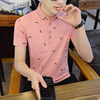 2020 summer man Feather printing modal pure cotton POLO leisure time Versatile Lapel F8061