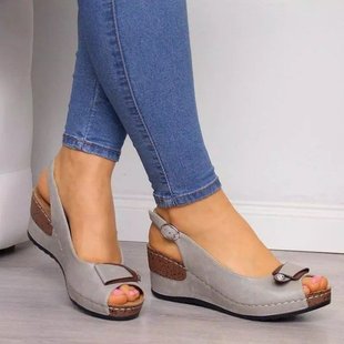 Foreign trade 2020 Summer new retro Roman high heel wedge women's shoes comfortable soft bottom peep toe sandals for women