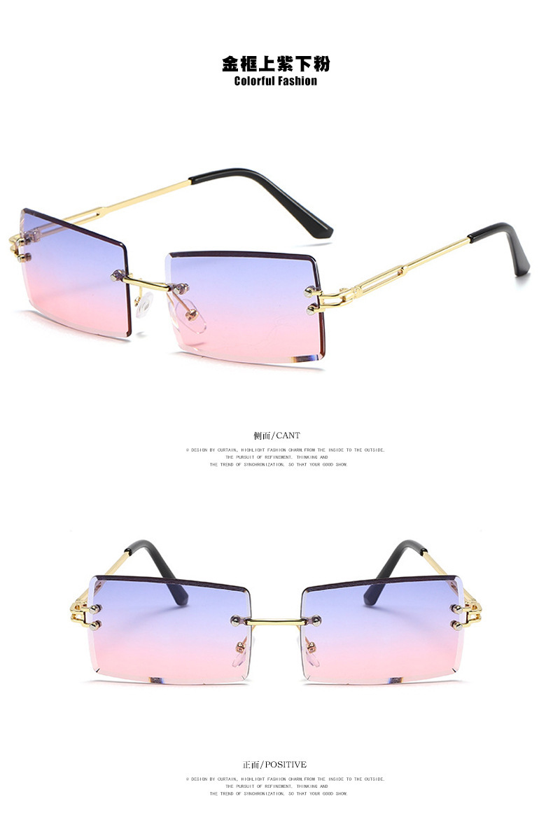 Fashion New Metal Frame Sunglasses For Women Large Frame Sunglasses Diamond Cut Gradient Color Sunglasses Nihaojewelry display picture 10