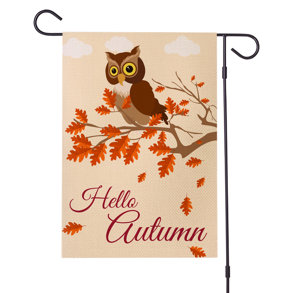 跨境热销  秋季花朵系列防水亚麻花园旗 双面庭院节日旗 支持定制