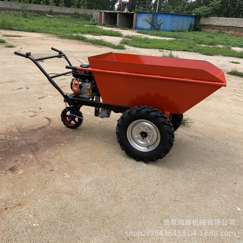 养殖场饲料搬运手推车 手掀式汽油翻斗车 工地沙石搬运灰斗车