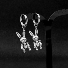 钛钢饰品 关节活动小兔子耳环 可爱萌宝耳环耳坠 无耳洞耳夹批发