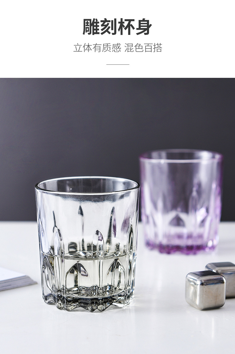 家用玻璃杯欧式洋酒杯创意八角彩色啤酒杯酒吧套装威士忌酒杯水杯详情4
