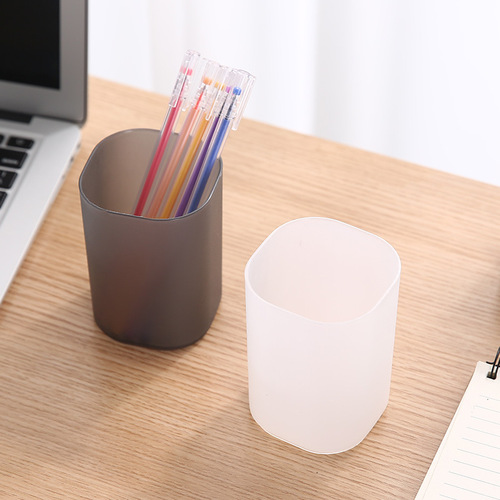 Desktop Transparent Pen Holder Frosted Simple Storage Box Multifunctional Office Storage Tube Student Stationery Supplies Pen Holder Self