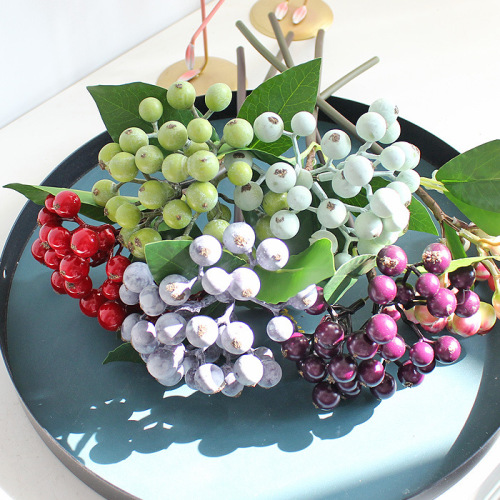 Soft Rubber Simulation Flowers Small Berries 32-Head Plastic Flowers Artificial Christmas Small Berries Blueberry Fruit Simulation Plants Good Quality