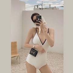 Origin Factory Instagram-style retro minimalist one-piece swimsuit for women, Korean/Japanese sexy backless bikini hot spring swimsuit for women