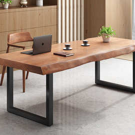 北欧简约实木电脑桌 小户型家用书房书桌 工作室4人位小型会议桌