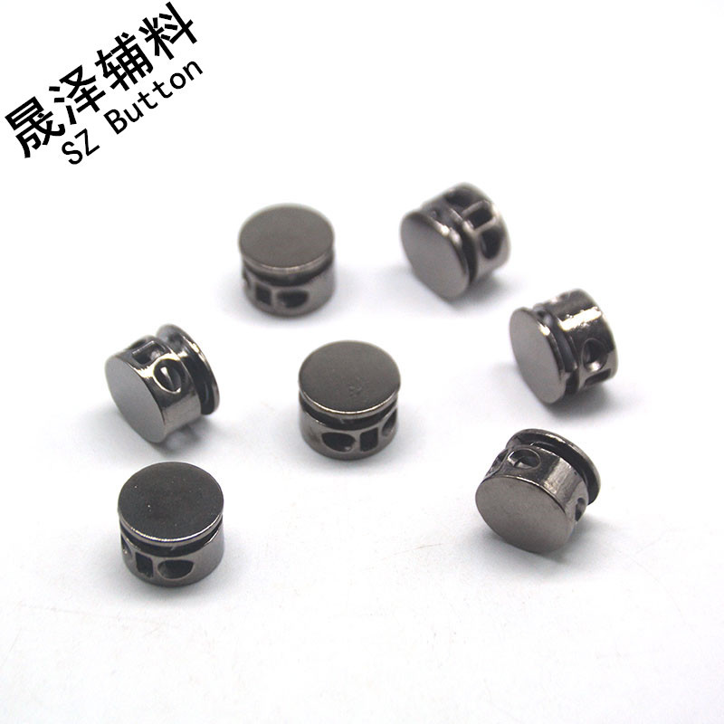 现货合金弹簧扣卫衣休闲裤绳扣调节扣圆形猪鼻扣弹簧双孔绳扣吊钟