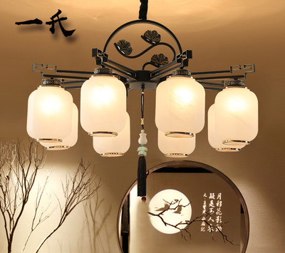 中式吊燈客廳燈現代簡約餐廳臥室別墅複式樓中國風黑色仿古壹氏