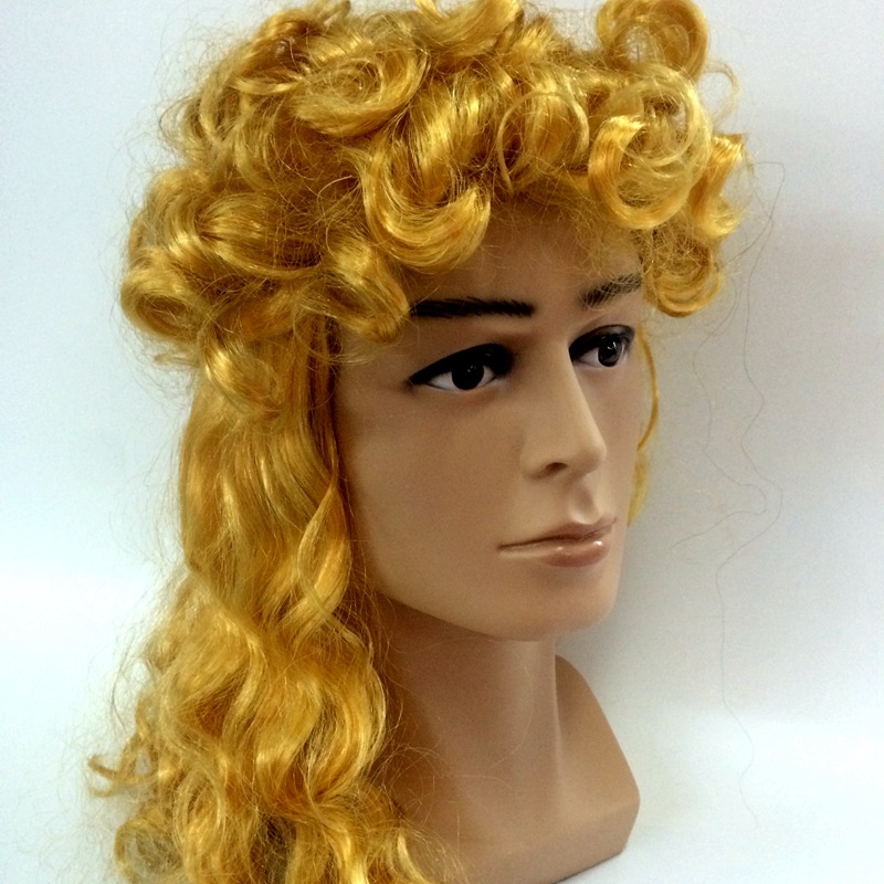 Men's mid-length curly hair coverings, single-color men's wigs, male singers, celebrities, star performances, performance wigs, hair coverings detail image 4