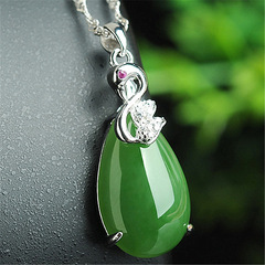 大方玉器飾品項鍊墜鑲玉高冰小天鵝玉墜玉石瑪瑙玉髓天鵝吊墜