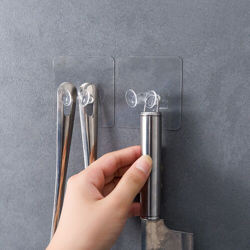 Creative and simple transparent power plug seamless hook adhesive bracket plastic wall strong nail-free adhesive hook
